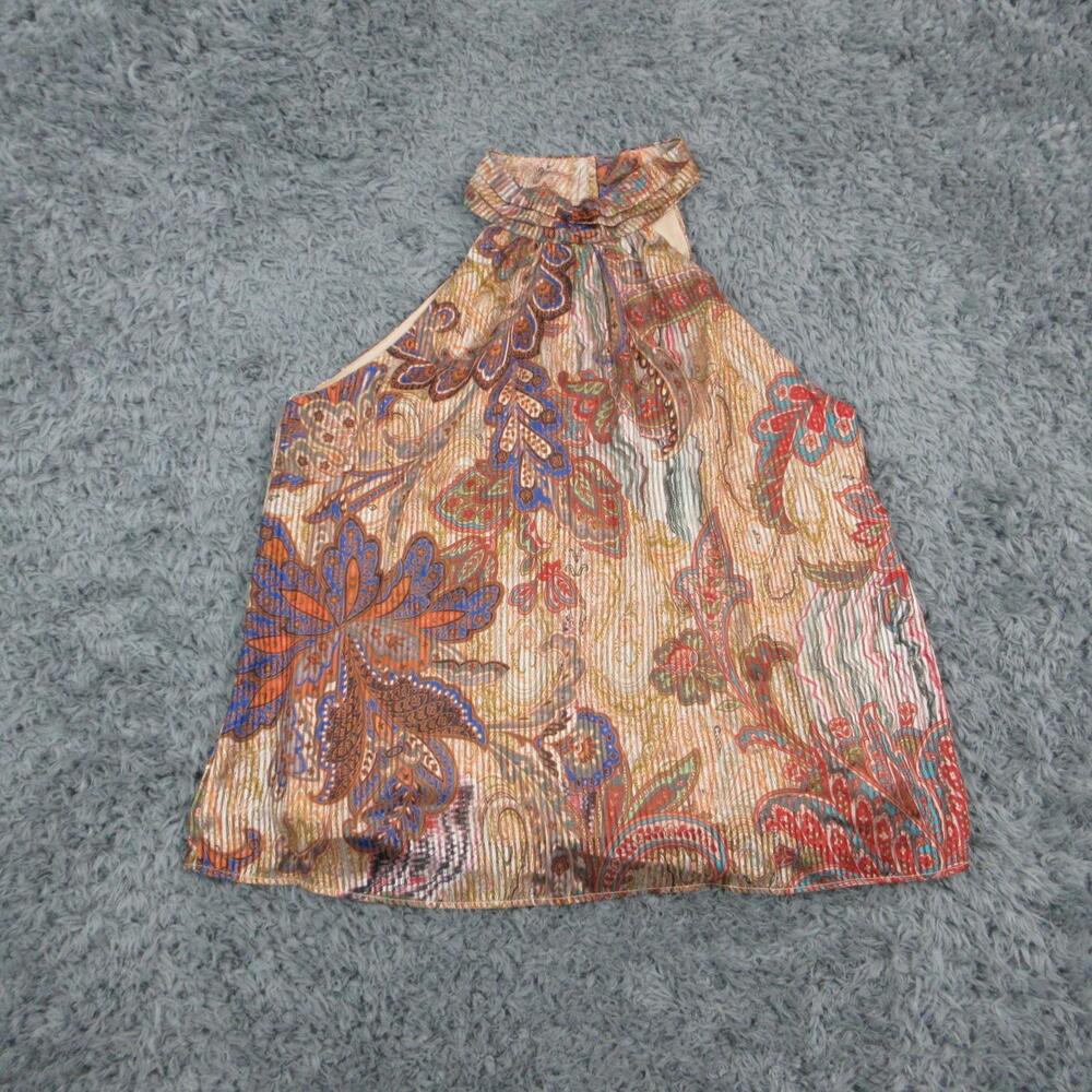 Nine Britton Blouse Shirt Womens Small Beige Paisley Halter Lined Boho